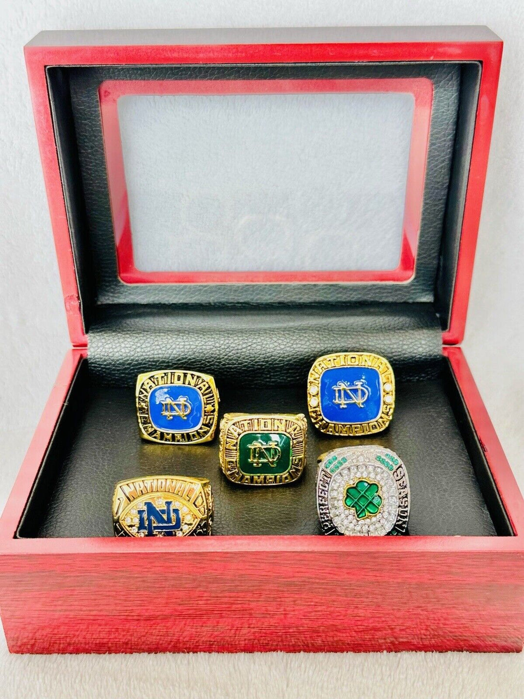 5 PCS Notre Dame Championship Display fan Ring W Box Set, US SHIP 1966-2018 - EB Sports Champion's Cache