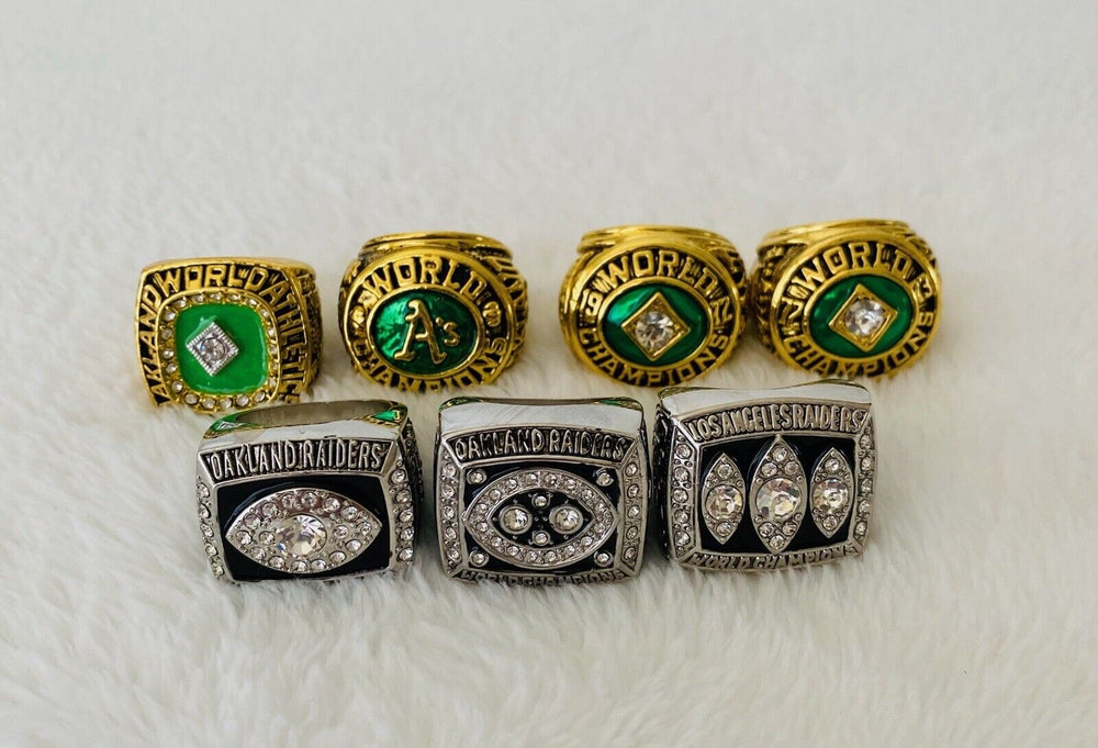 7 PCS Oakland Ultimate Collection Championship Ring SET W Box,  SHIP Raiders - EB Sports Champion's Cache