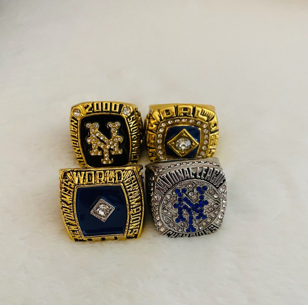 4 PCS New York Mets Championship Ring Set Complete,  SHIP - EB Sports Champion's Cache