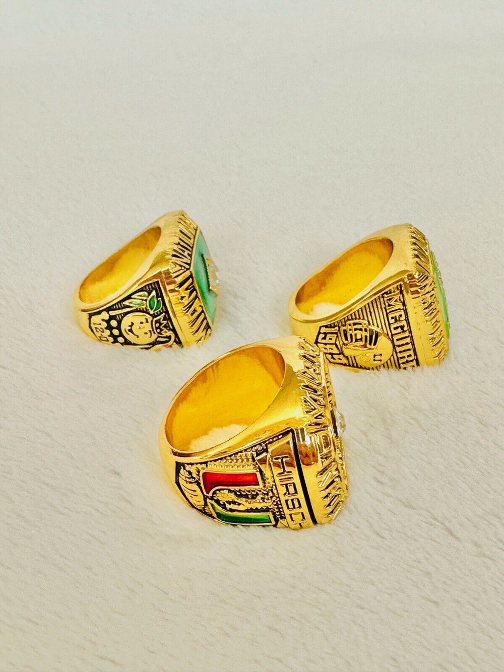 3 PCS Miami Hurricanes NCAA 18k GP Championship Ring m, US SHIP 1983/87/89 - EB Sports Champion's Cache