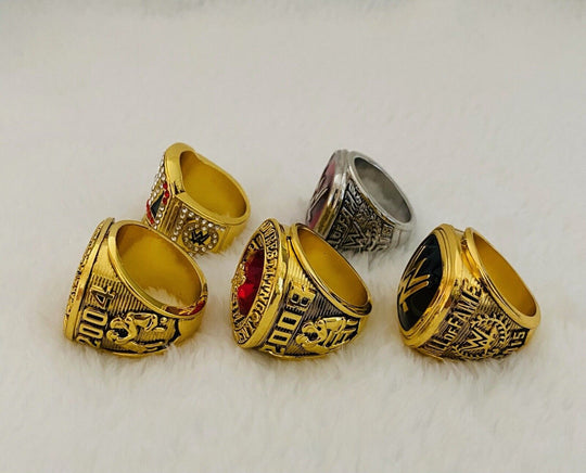 5 PCS WWE World Wrestling Hall Of Fame Championship Ring Set W Box, US Ship - EB Sports Champion's Cache