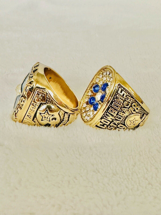 2 PCS Dallas Cowboys NFC Championship Ring SET W Case, US SHIP 1970/78 - EB Sports Champion's Cache