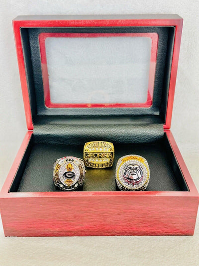 3 PCS Georgia Bulldogs National Championship Ring W Box, US SHIP 1980/2022/23 - EB Sports Champion's Cache
