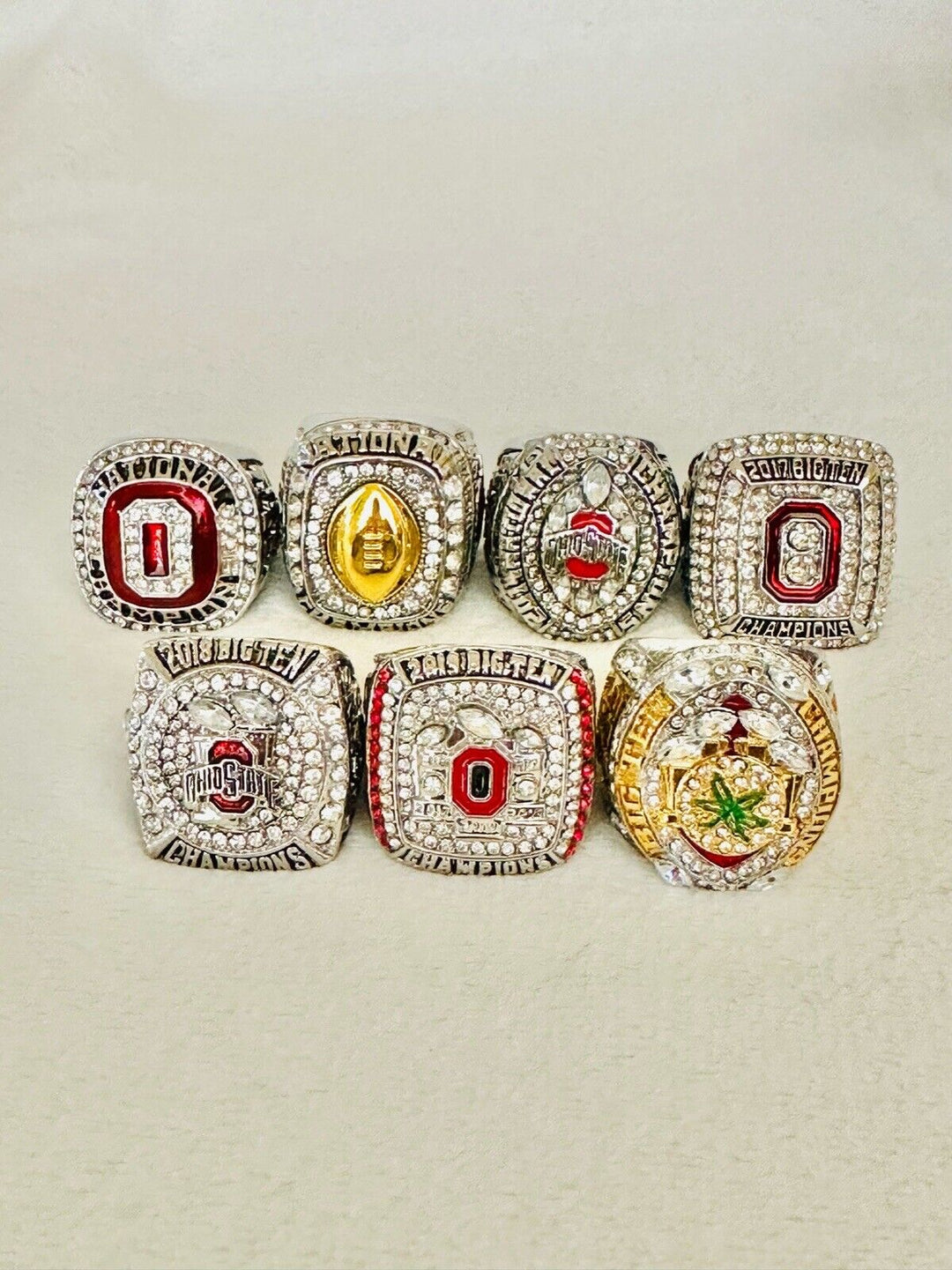 7 PCS Ohio State NCAA Championship Ring Set, US SHIP 2014-2020 - EB Sports Champion's Cache