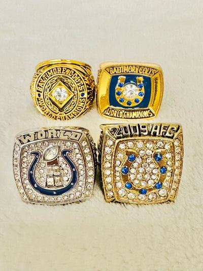 4 PCS Baltimore/Indianapolis Colts Championship Ring SET, US SHIP - EB Sports Champion's Cache