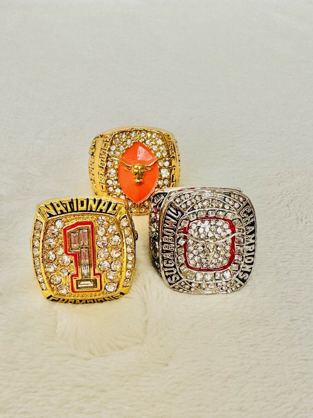 3 PCS University Of Texas LONGHORNS Championship Ring Set Replica, US SHIP - EB Sports Champion's Cache