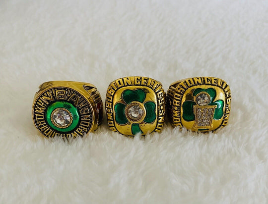 3 PCS Boston Celtics Larry Bird Championship Ring Set, US SHIP 1981/84/86 - EB Sports Champion's Cache