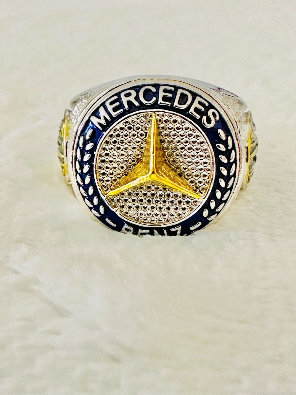 Mercedes Benz Logo Solid Silver Men Ring, RARE US SHIP W Box - EB Sports Champion's Cache