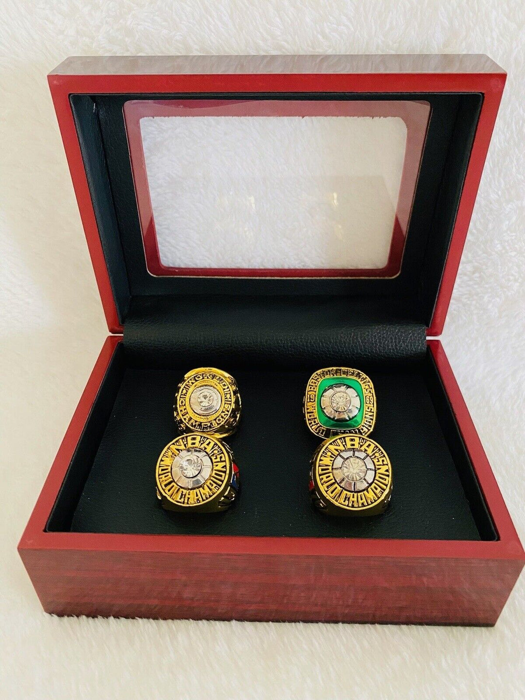 4 PCS Boston Celtics Championship Replica Ring Set W Box,  SHIP - EB Sports Champion's Cache