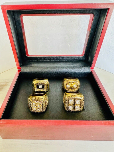 4 PCS Pittsburgh Steelers Ring Championship SET W Box, USA SHIP 74/75/78/79 - EB Sports Champion's Cache