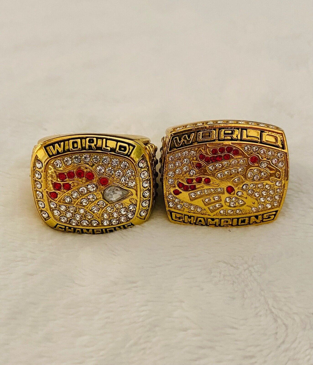 2PCS Denver Broncos Championship Ring Set W Case, US SHIP 1997/98 Back To Back - EB Sports Champion's Cache