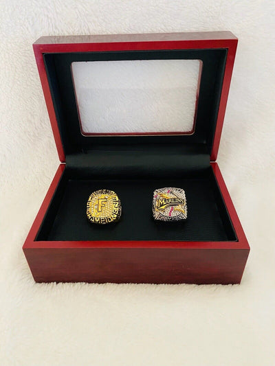 2 PCS Florida Marlins World Series Ring Set W Box,  SHIP 1997/2003 - EB Sports Champion's Cache