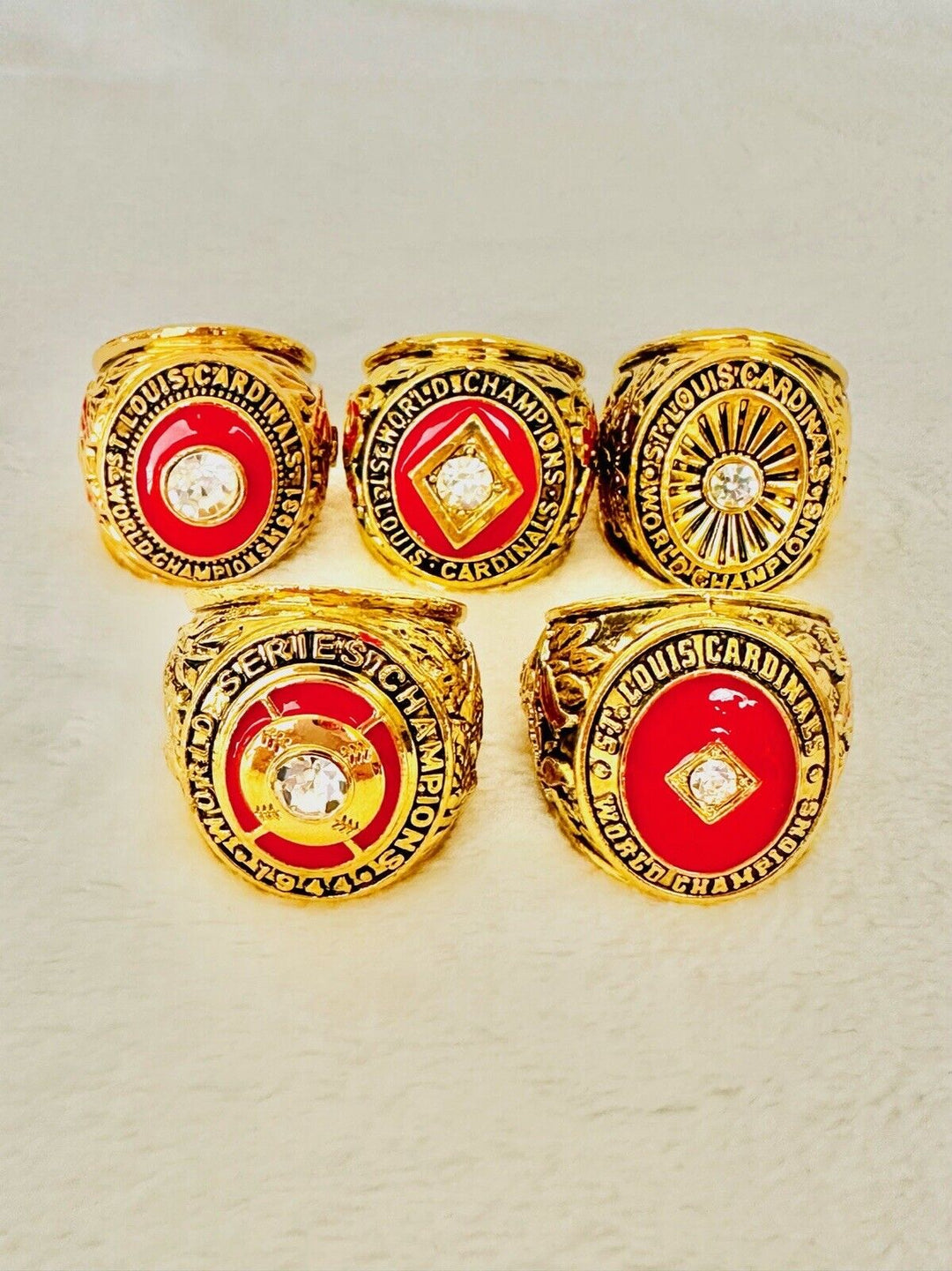 5 PCS St Louis Cardinals World Series Ring Set,  SHIP 1931-46 - EB Sports Champion's Cache