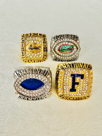 4 PCS Florida Gators Championship Ring, US SHIP, 2000/06/07/08 - EB Sports Champion's Cache