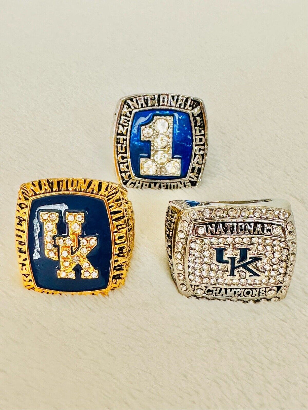 3 PCS Kentucky Wildcats 18k Brass Championship Ring W Box, US SHIP 1996/98 2012 - EB Sports Champion's Cache