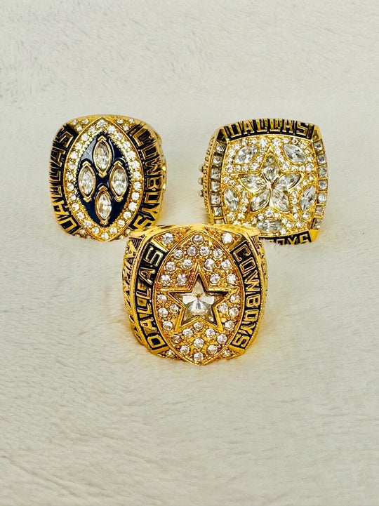 3 PCS Dallas Cowboys Championship Ring SET, US SHIP 1992/93/95 - EB Sports Champion's Cache