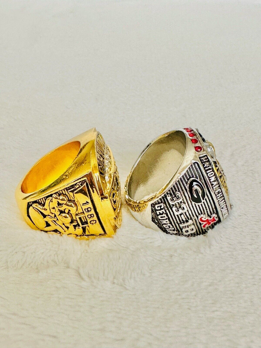 2 PCS Georgia Bulldogs National Championship Ring W Box, 24K, US SHIP 1980/2022 - EB Sports Champion's Cache