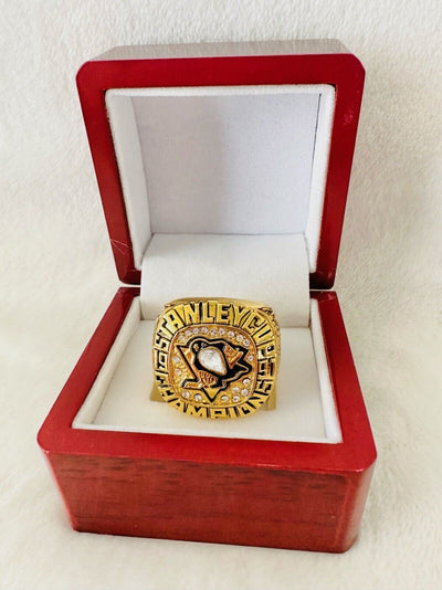 1991 Pittsburgh Penguins  Stanley Cup 18k GP Championship Ring W Box,  SHIP - EB Sports Champion's Cache