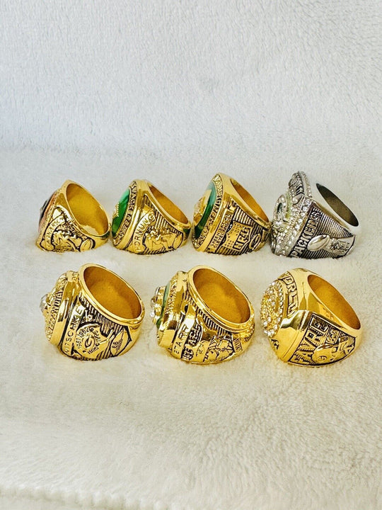 7 PCS Green Bay Packers Super Bowl Ring COMPLETE SET, US SHIP - EB Sports Champion's Cache