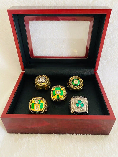 5 PCS Boston Celtics NBA Championship Replica Ring Set W Box,  SHIP - EB Sports Champion's Cache