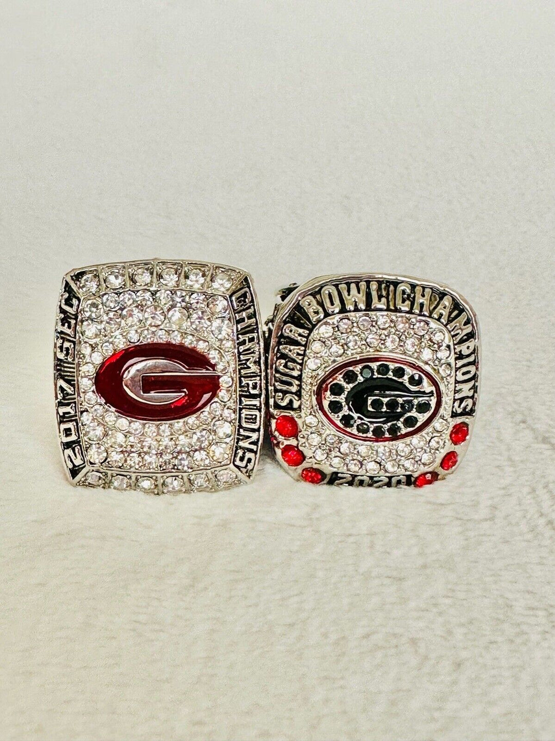 2 PCS Georgia Bulldogs Championship Ring W Box, 24K, US SHIP 2017/20 - EB Sports Champion's Cache