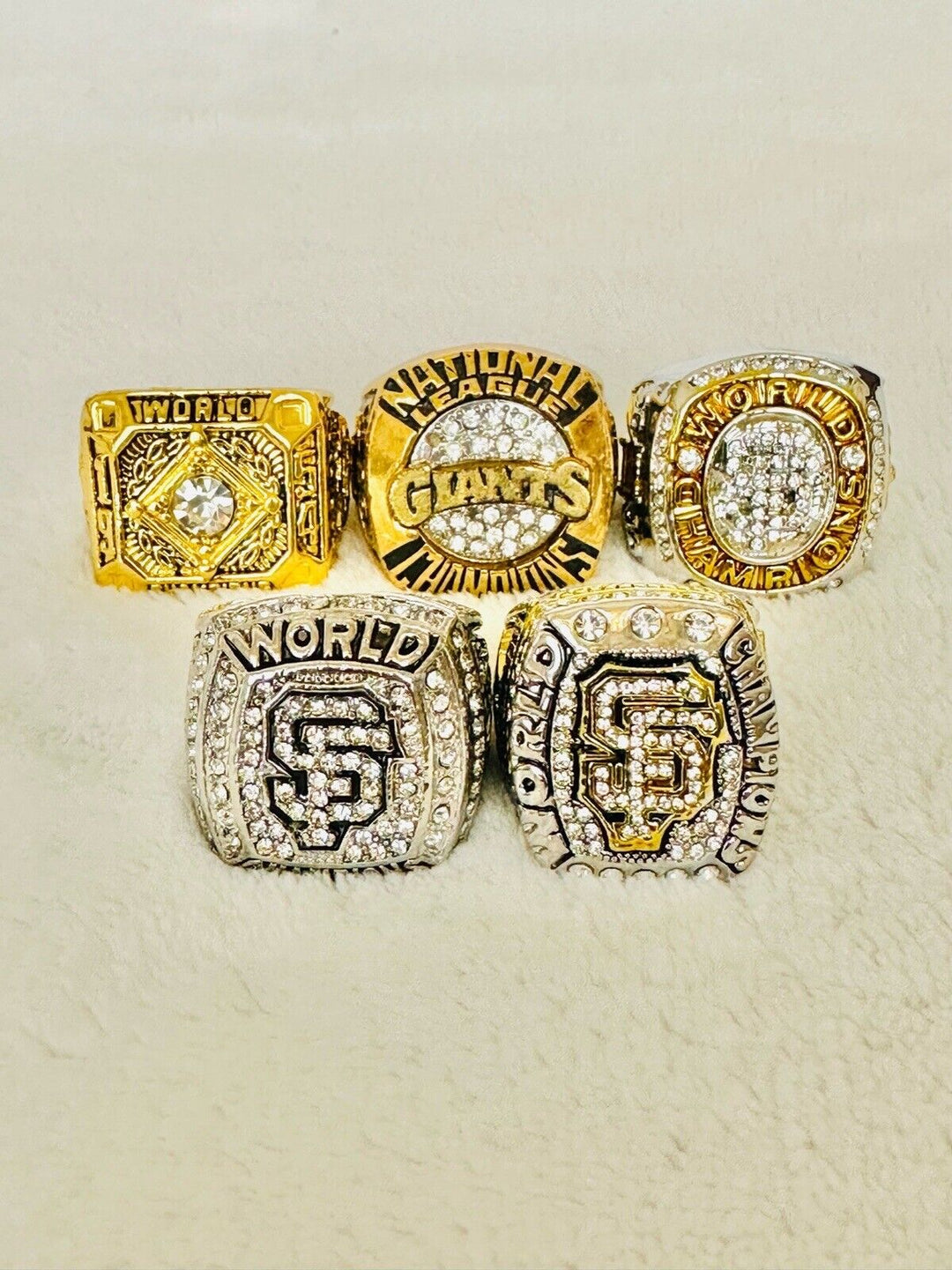 5 PCS San Francisco Giants Championships Complete Ring Set, US SHIP - EB Sports Champion's Cache