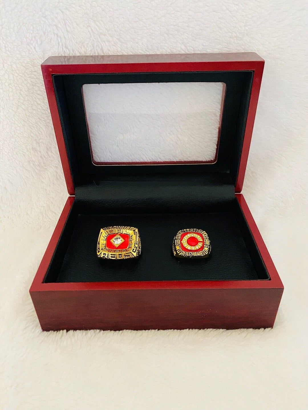 2 PCS CINCINNATI REDS World Series Championship Ring W Box,  SHIP 1975/90 - EB Sports Champion's Cache