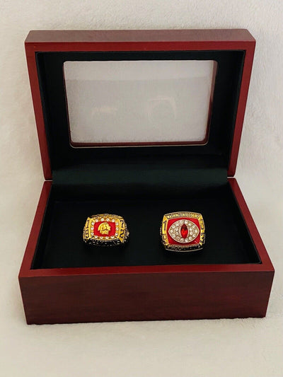 2 PCS Washington Redskins NFC Champions Ring SET W Box,  SHIP 1972/83 - EB Sports Champion's Cache