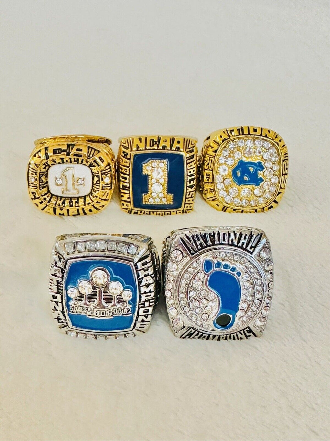 5 PCS North Carolina Tarheels NCAA Brass Championship Ring, US Ship 1982-2017 - EB Sports Champion's Cache