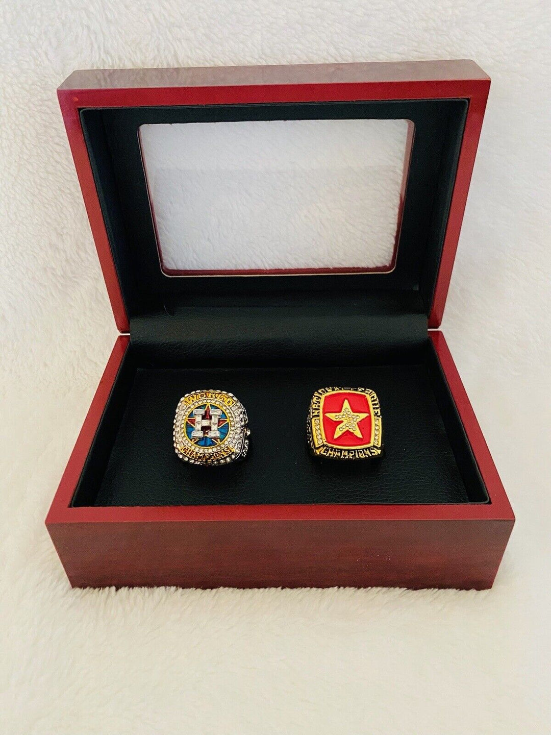 2 PCS HOUSTON ASTROS CHAMPIONSHIP Ring Set W BOX,  SHIP - EB Sports Champion's Cache