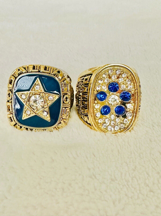 2 PCS Dallas Cowboys NFC Championship Ring SET W Case, US SHIP 1970/78 - EB Sports Champion's Cache