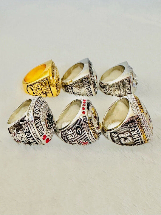 6 PCS Georgia Bulldogs Championship Ring Set W Box, US SHIP 1980-2023 - EB Sports Champion's Cache