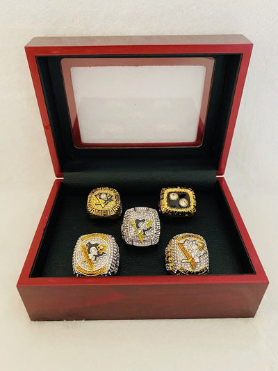 5 PCS Pittsburgh Penguins 18k Complete Championship Ring Set W Box,  SHIP - EB Sports Champion's Cache