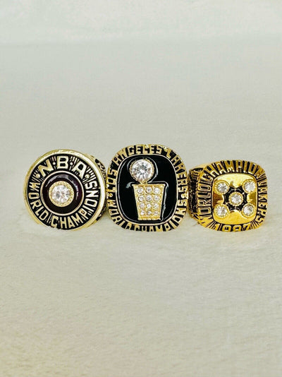 3 Pcs Los Angeles Lakers Ring Set,  SHIP 1982/85/87 Johnson - EB Sports Champion's Cache