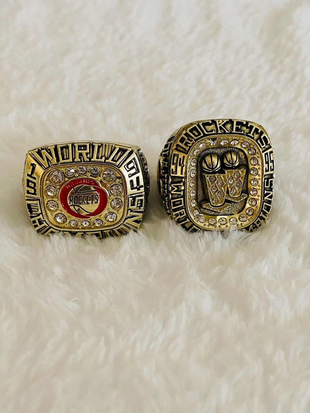 2 PCS Houston Rockets Championship Ring W Box,  SHIP BACK TO BACK 1994/95 - EB Sports Champion's Cache