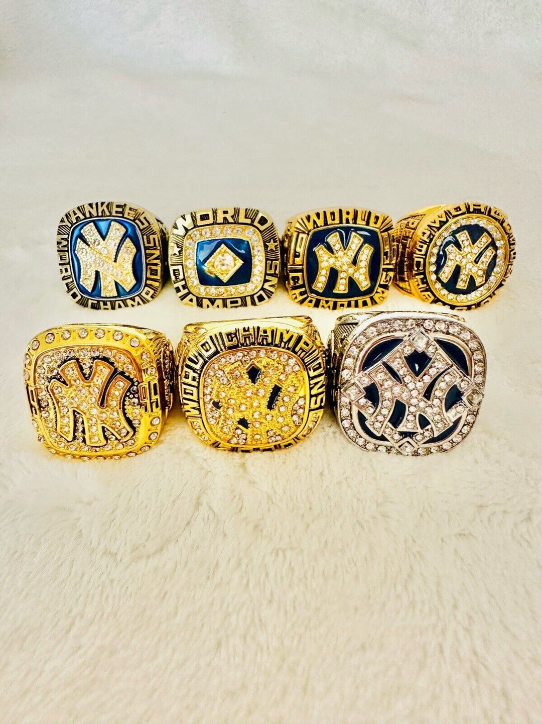 7 PCS NEW YORK Yankees World Series Champions Ring Set, US SHIP 1977-2009 - EB Sports Champion's Cache