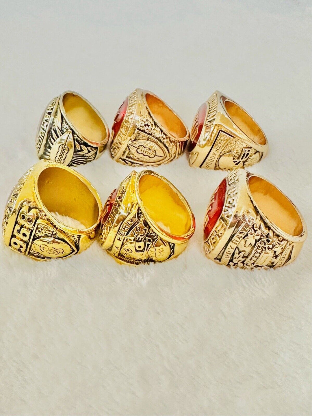 6 PCS Ohio State NCAA Championship Ring Set W Box, US SHIP 1954-77 - EB Sports Champion's Cache