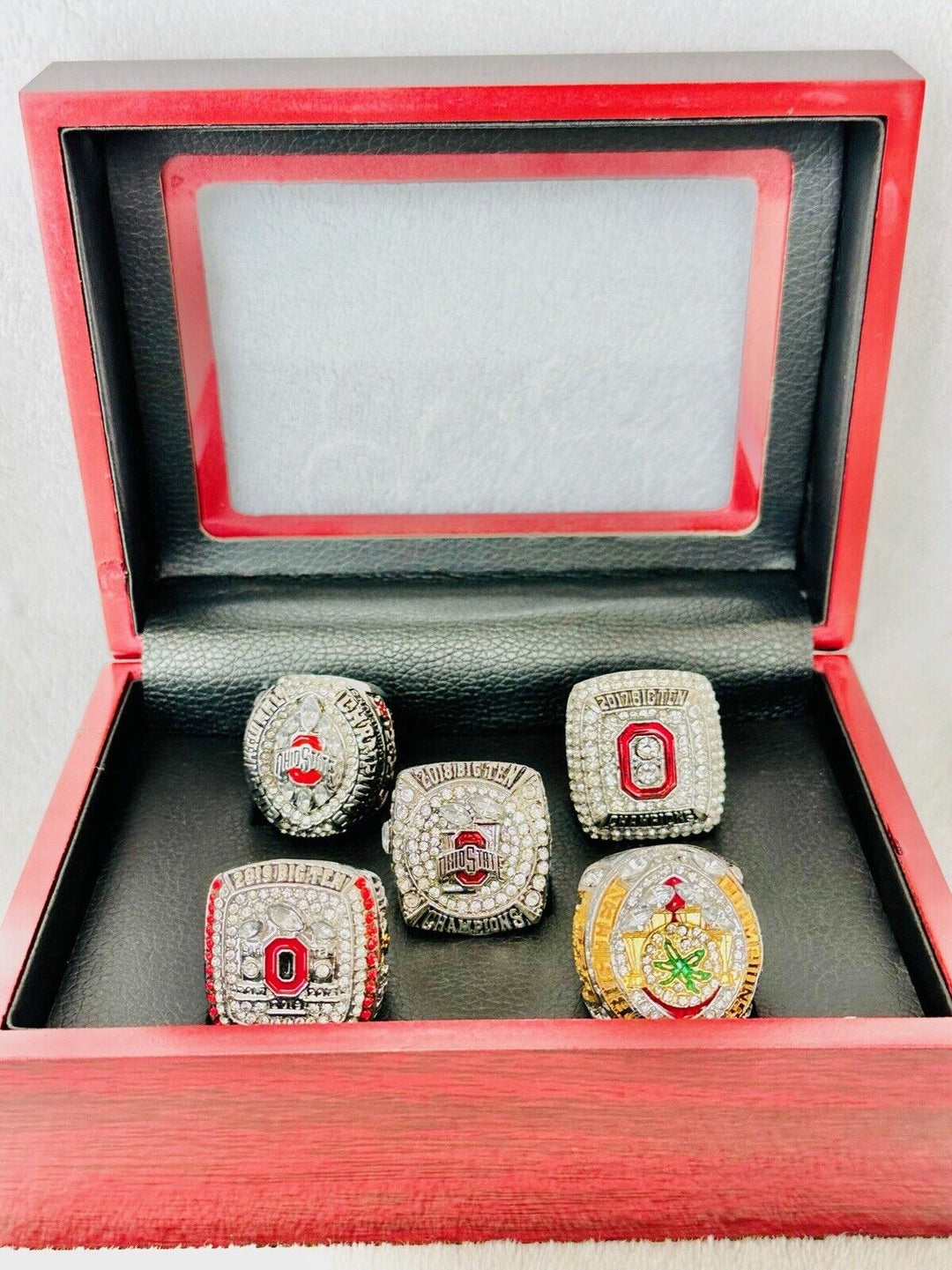 5 PCS Ohio State NCAA Championship Ring Set W Box, US SHIP 2015-20 - EB Sports Champion's Cache