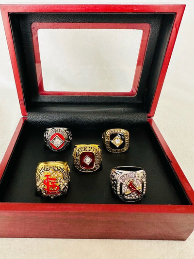 5 PCS St Louis Cardinals World Series Ring Set W Box,  SHIP 1964-2011 - EB Sports Champion's Cache