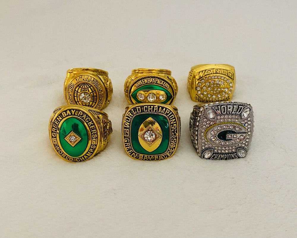 6 PCS Green Bay Packers Super Bowl Ring COMPLETE SET W Case, US SHIP - EB Sports Champion's Cache