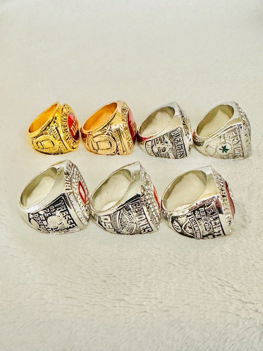 7 PCS Ohio State NCAA Championship Ring Set, US SHIP 1970-2014 - EB Sports Champion's Cache