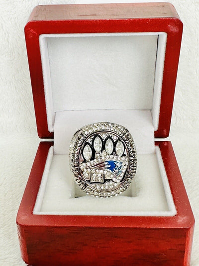 2014 New England Patriots Championship Ring W Box Silver Plated, Brady, US SHIP - EB Sports Champion's Cache