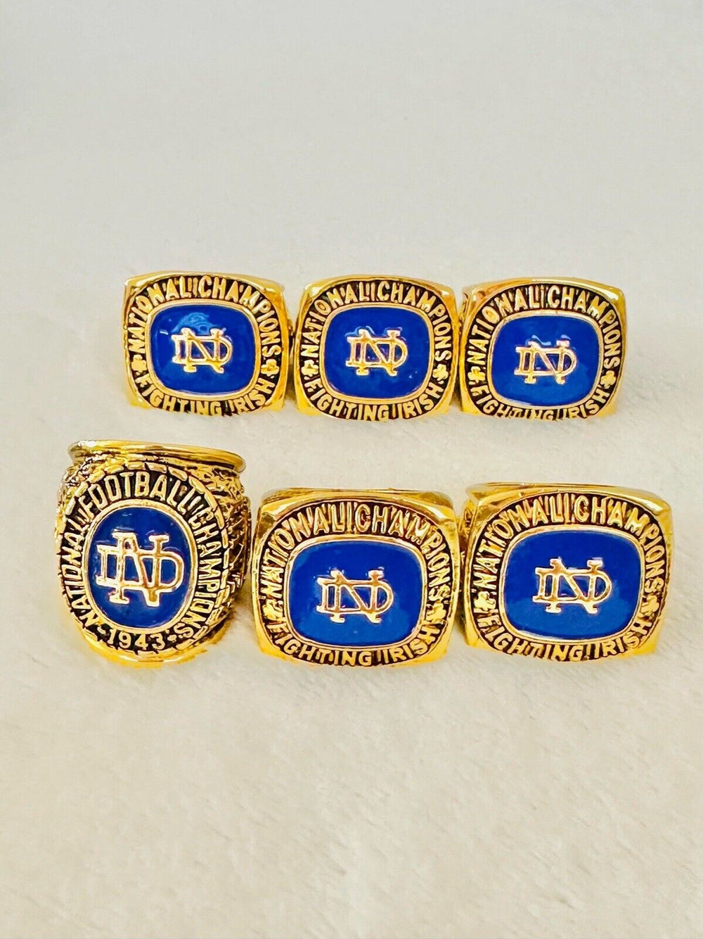 6 PCS Notre Dame Championship Display fan Ring W Box Set, US SHIP 1924-47 - EB Sports Champion's Cache