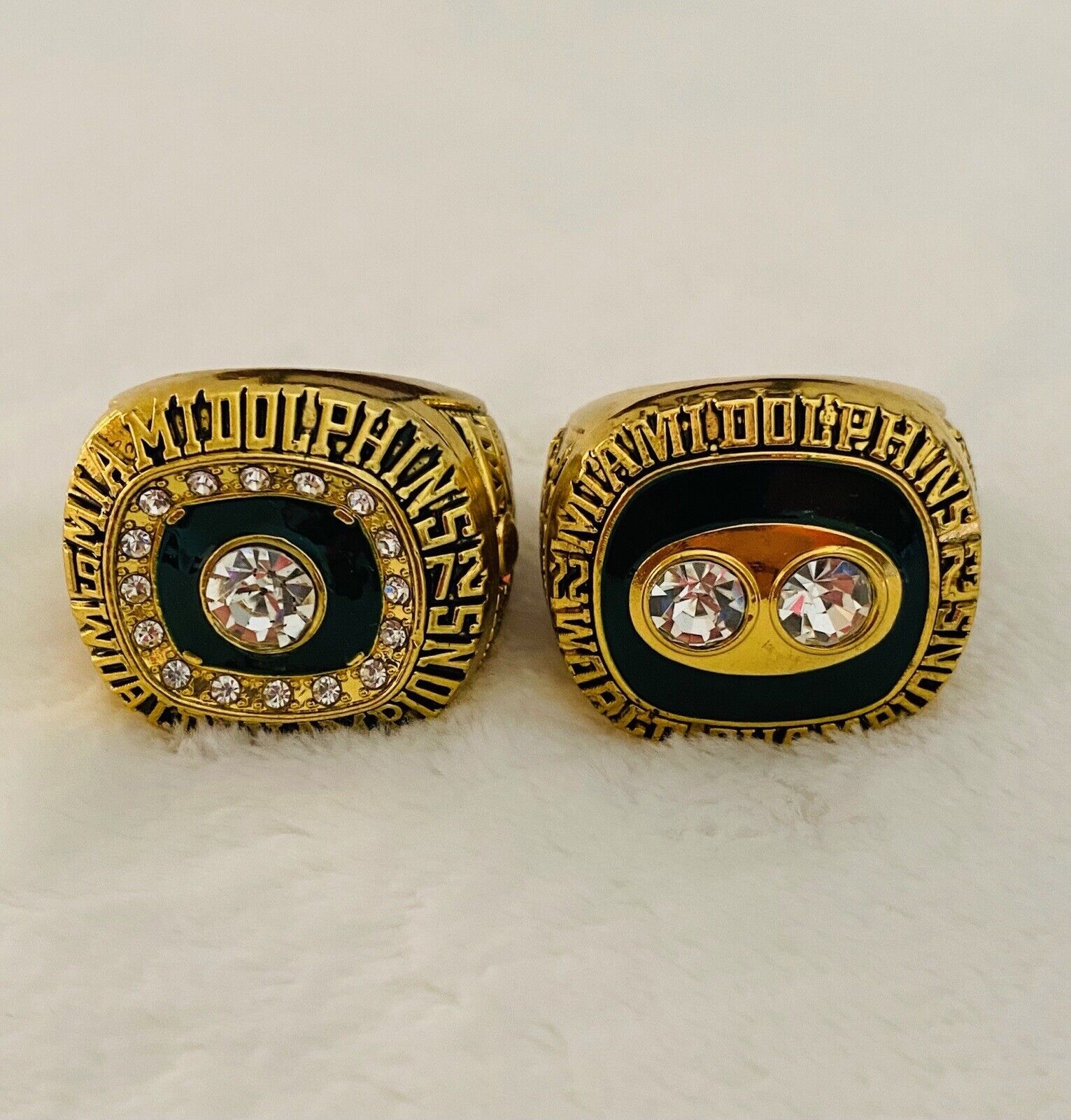 2 PCS Miami Dolphins Championship Ring SET, US SHIP 1972/73 - EB Sports Champion's Cache