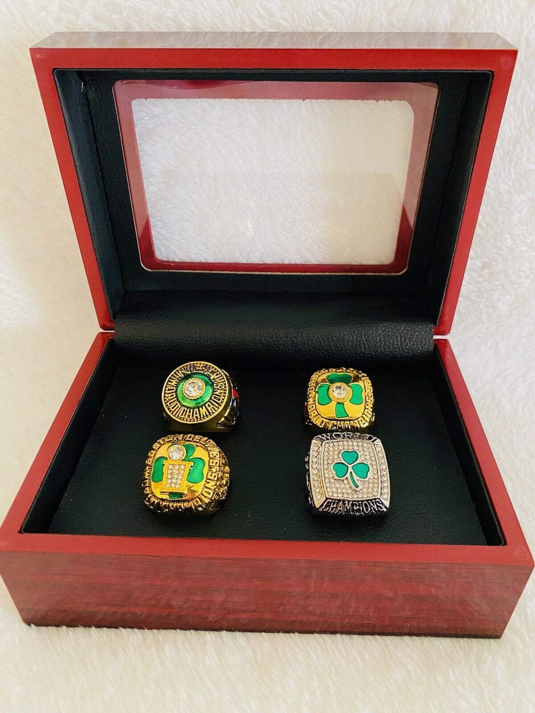 4 PCS Boston Celtics NBA Championship Replica Ring Set W Box,  SHIP - EB Sports Champion's Cache