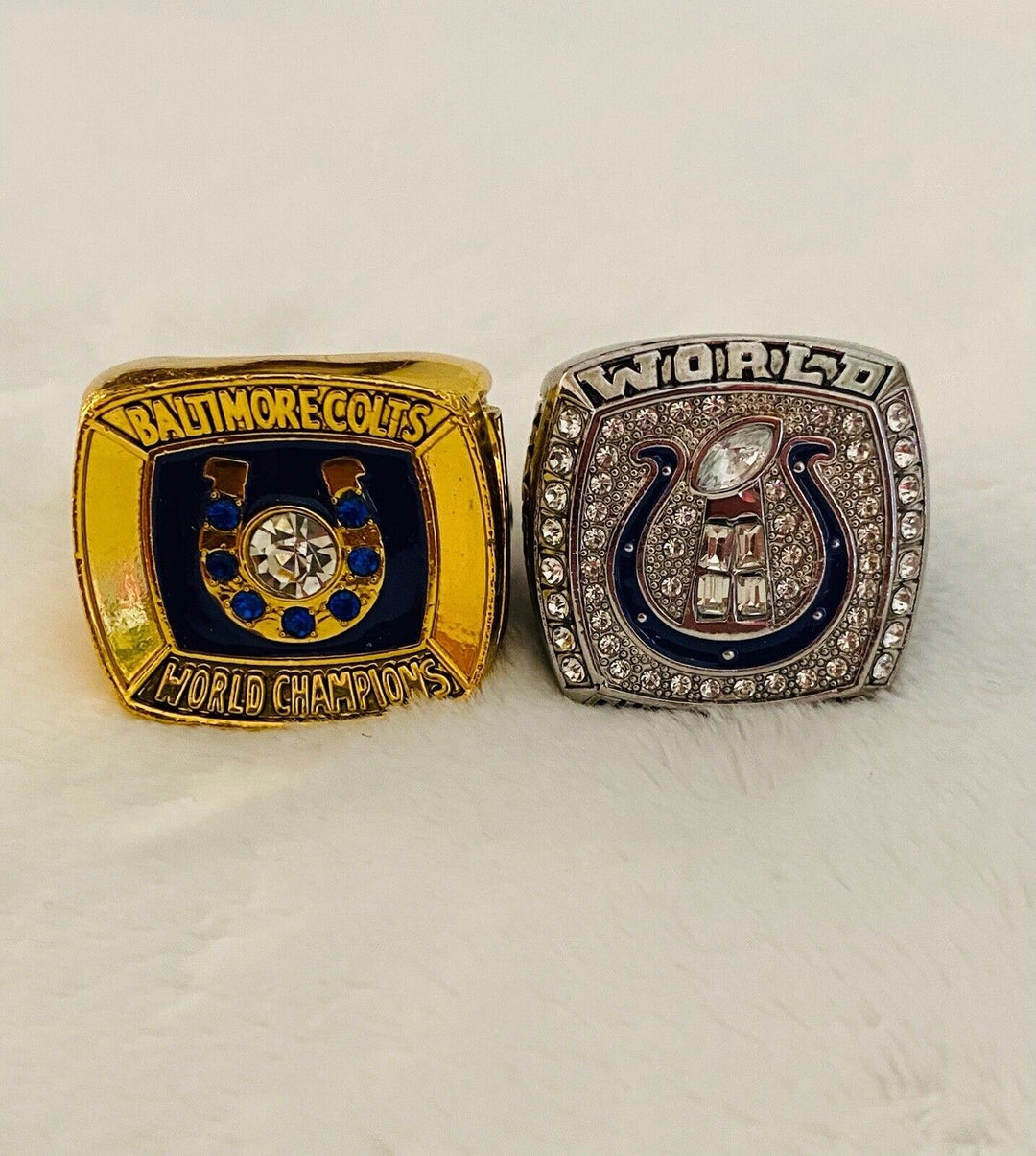 2PCS Baltimore/Indianapolis Colts Championship Ring SET, US SHIP 1970/2006 - EB Sports Champion's Cache