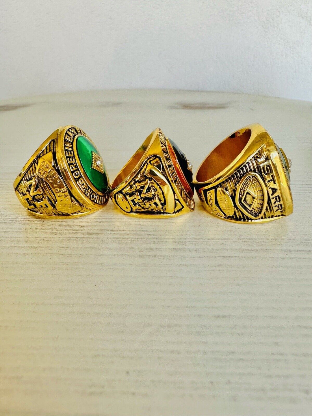 3 PCS Green Bay Packers Championship Ring SET W Box, US SHIP 61/62/65 - EB Sports Champion's Cache