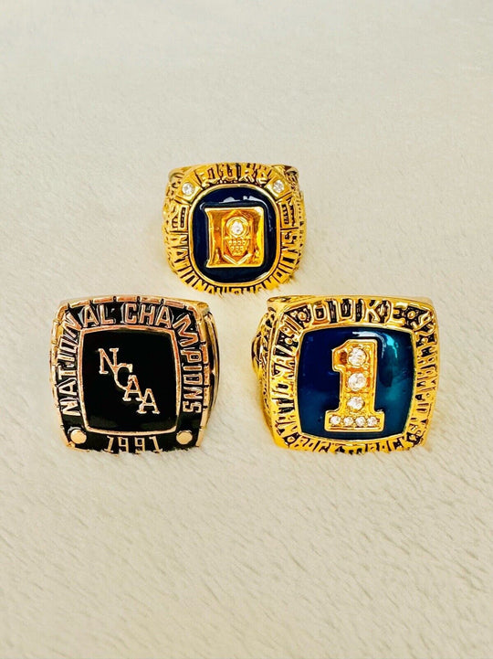 3 PCS Duke Blue Devils National Champions Ring W Box, US SHIP, 1991/1992/2001 - EB Sports Champion's Cache