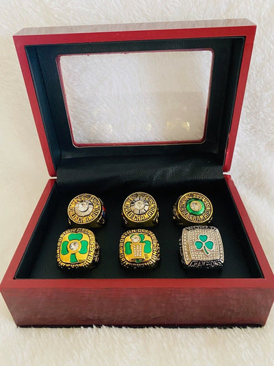 6 PCS Boston Celtics NBA Championship Replica Ring Set W Box,  SHIP - EB Sports Champion's Cache