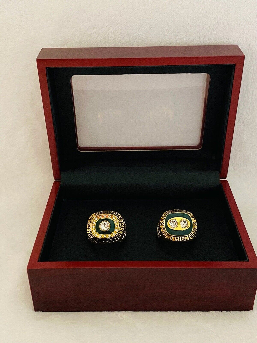 2 PCS Miami Dolphins Championship Ring SET W Case, US SHIP 1972/73 - EB Sports Champion's Cache